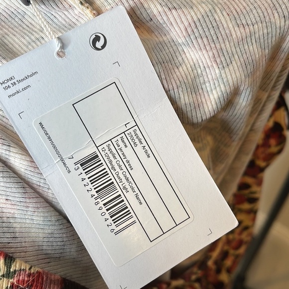 NWT ASOS Monki Tua ruched long sleeve mini dress in rose print Size Large - Picture 5 of 11